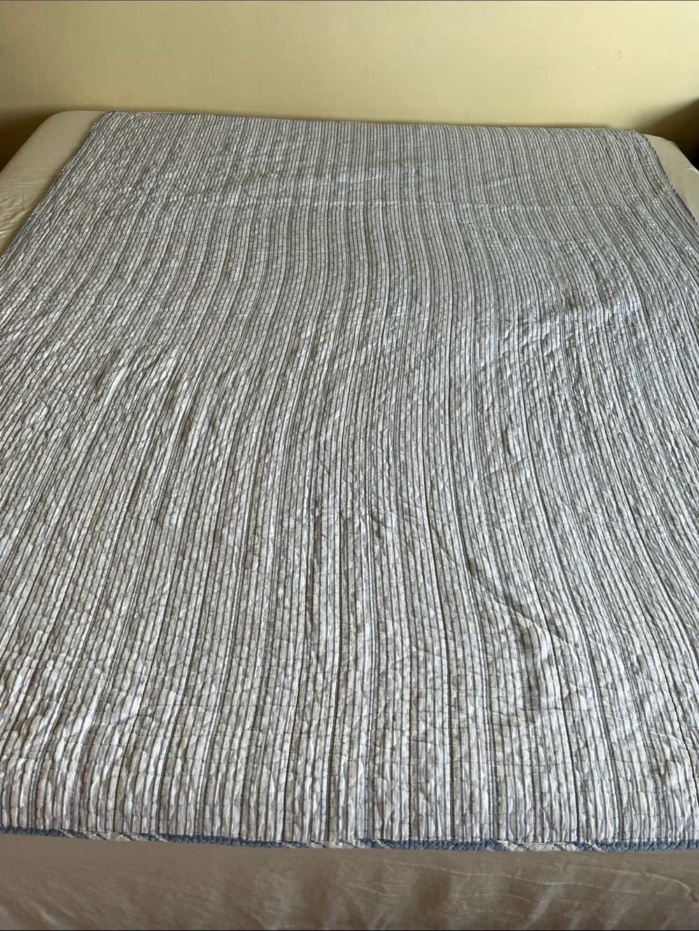 Crown & Ive Denim Blue and White Striped Comforter - Twin  74x80